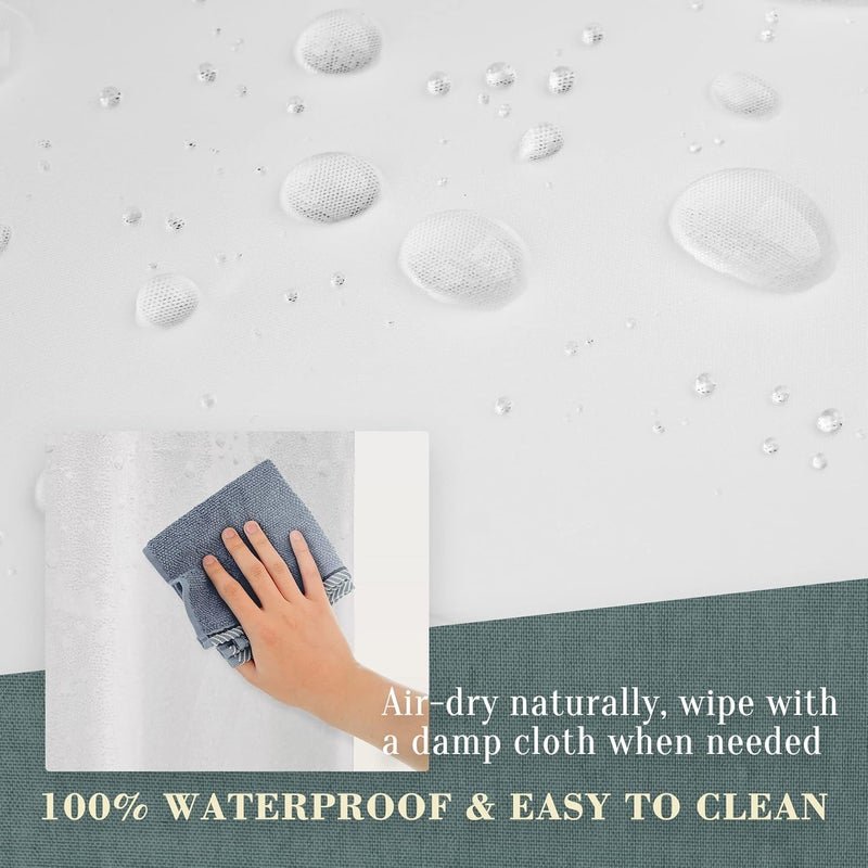 ABLUEN No Hook PEVA Shower Curtain or Liner - 8G Heavy Duty Frosted Bathroom Shower Curtain No Hooks Required, Waterproof Plastic & PVC Free, Standard Size 71 x 74, Frost - Image 5